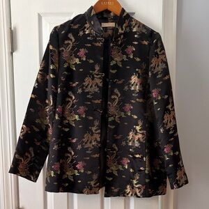 Elegant Black Floral Chinese Jacket Size L